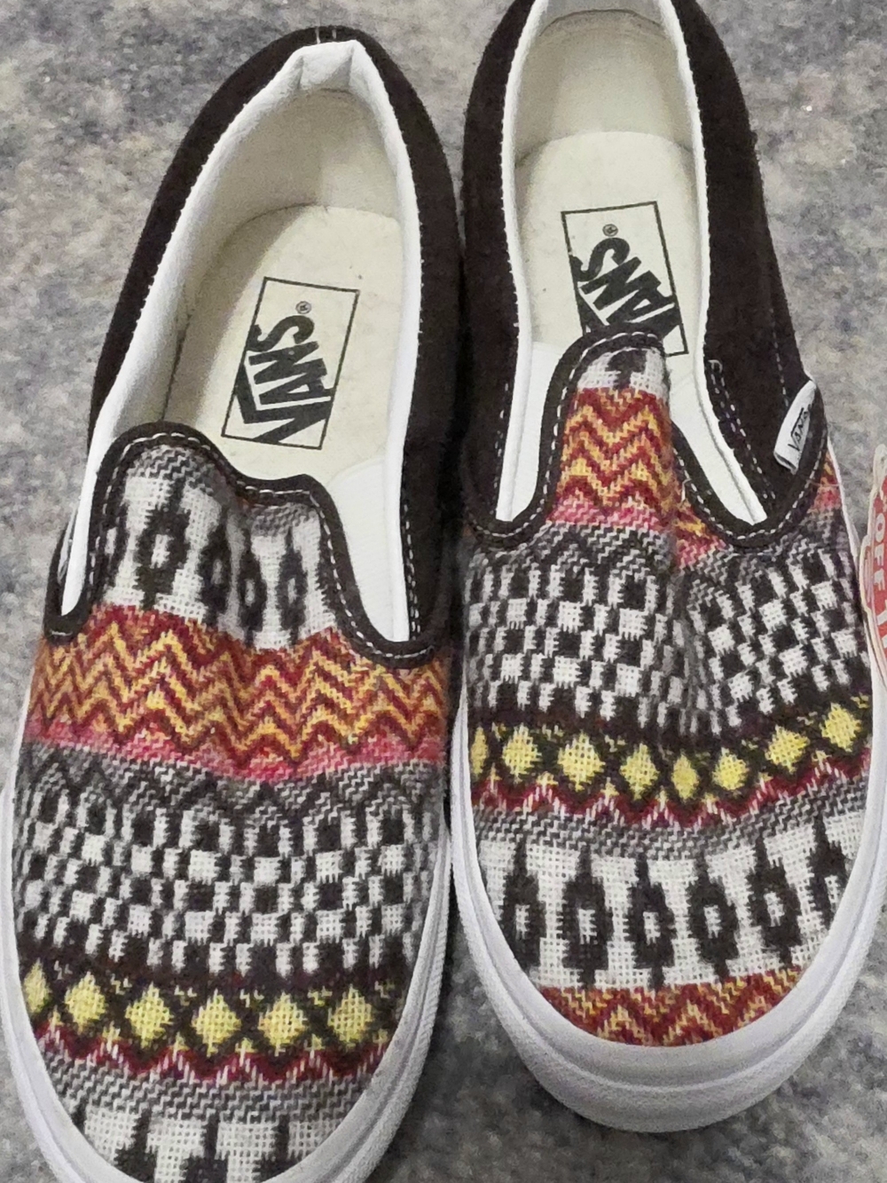 Vans Slip-On Women’s Patterned Canvas Shoes — Brown/Multi